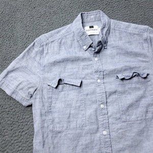 TOPMAN  Button Shirt Gray Mens S Small Short Sleeve